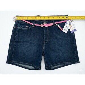 Levis Denim Midrise Shorts Regular Size 16 With Braided Belt Festival Trendy